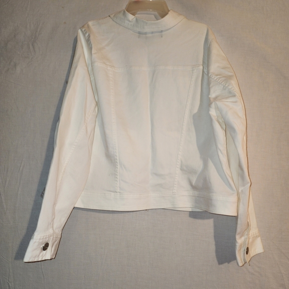 Women's White Venezia Crop Jean Cotton Denim Jacket Size 26 - Picture 6 of 9